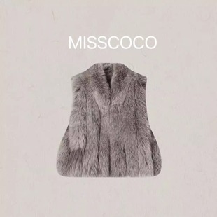 整皮狐狸毛马甲整皮竖条显瘦网红爆款 2025秋冬新款 鎏金小仙女