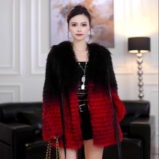 遗失 冬中长款 美好 渐变貉子毛皮草外套宽松版 女 年轻款 FLH皮草