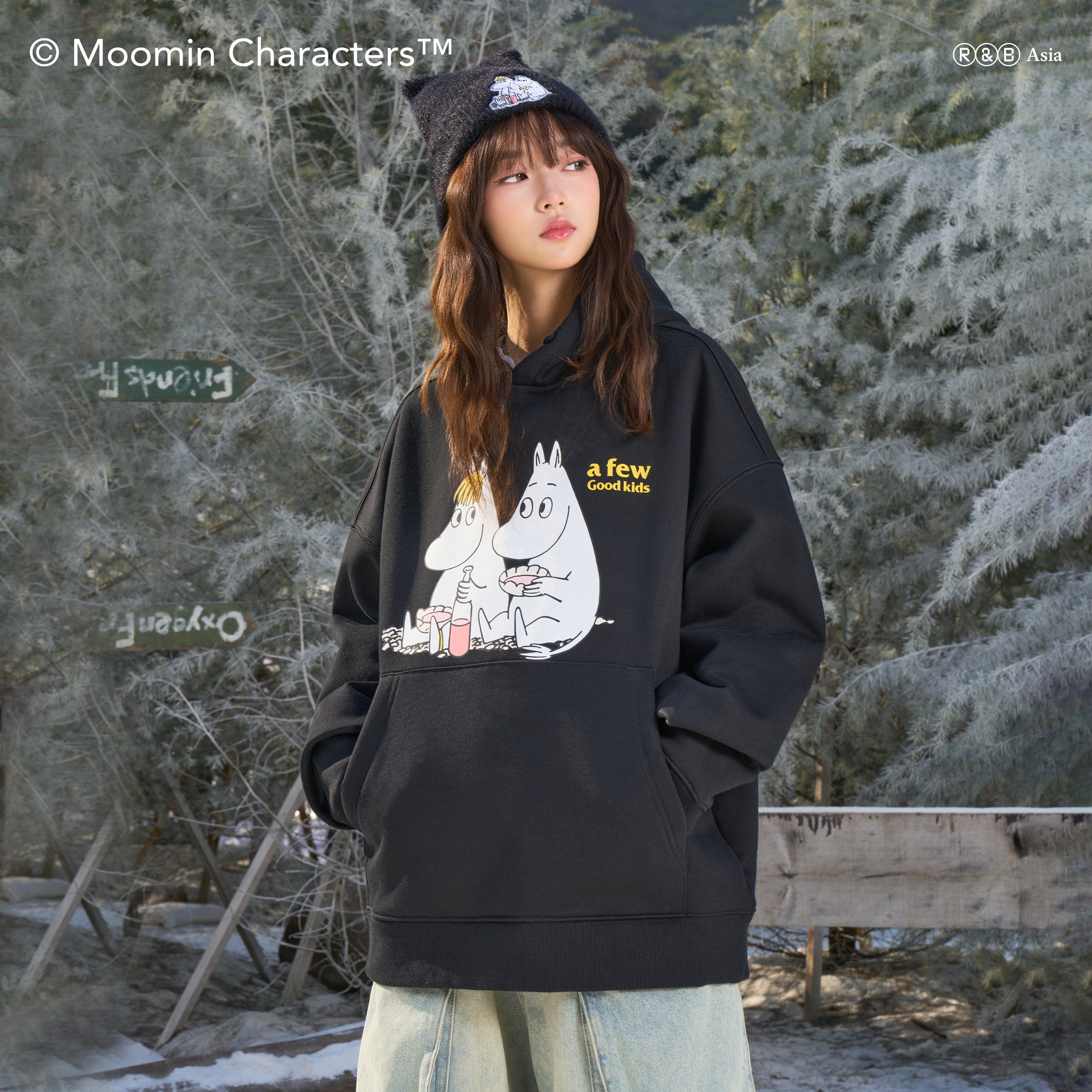 姆明甜酷加厚连帽卫衣，秋冬潮酷