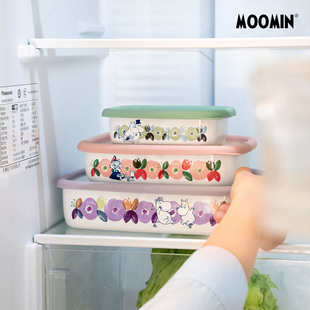 姆明搪瓷保鲜盒 储物腌渍方盒 露营野餐饭盒不易碎可加热大容量