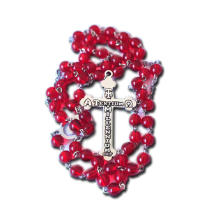 vintage欧洲古董货中国红个性玫瑰念珠手持项链复古配饰59颗念珠