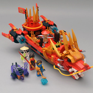 中国积木国潮龙船模型高难度兼容幻影忍者命运赏赐号人仔拼装玩具