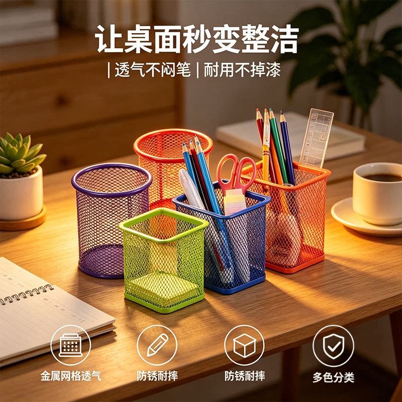 创意办公学生笔筒铁艺简约多功能笔筒