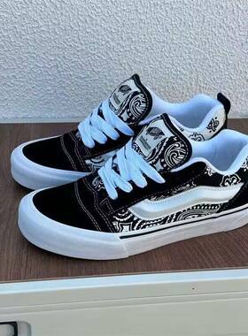 万斯帆布鞋美式胖胖面包鞋女Knu学生Skool复古休闲鞋wanshi滑板鞋