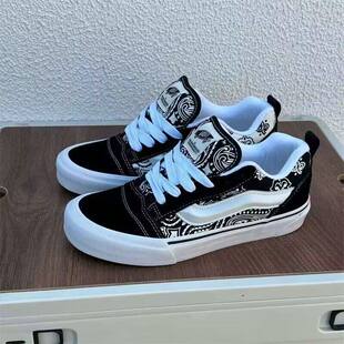 wanshi滑板鞋 万斯帆布鞋 女Knu学生Skool复古休闲鞋 胖胖面包鞋 美式