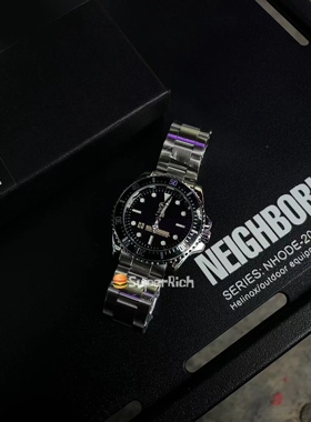 包邮Nbhd黑化风户外简约石英手表夜光潮流配饰黑化风钢表带商务帅