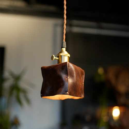 丘谷牛皮复古精致餐桌吊灯