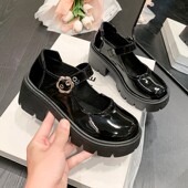 厚底气质乐福小皮鞋 玛丽珍单鞋 女春秋季 增高配裙子英伦风复古法式