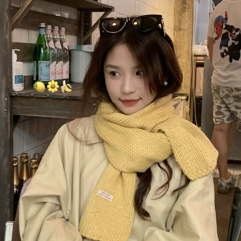 纯色围巾女冬季2023新款高级感百搭围脖针织保暖韩版ins风氛围感