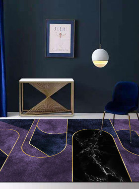简约客厅地毯茶几椅垫个性长方形后现代轻奢紫色卧室家用房间地垫