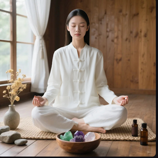 佛系禅意女装修行禅服女国风棉麻套装禅修服寺院拜佛素衣居士服男