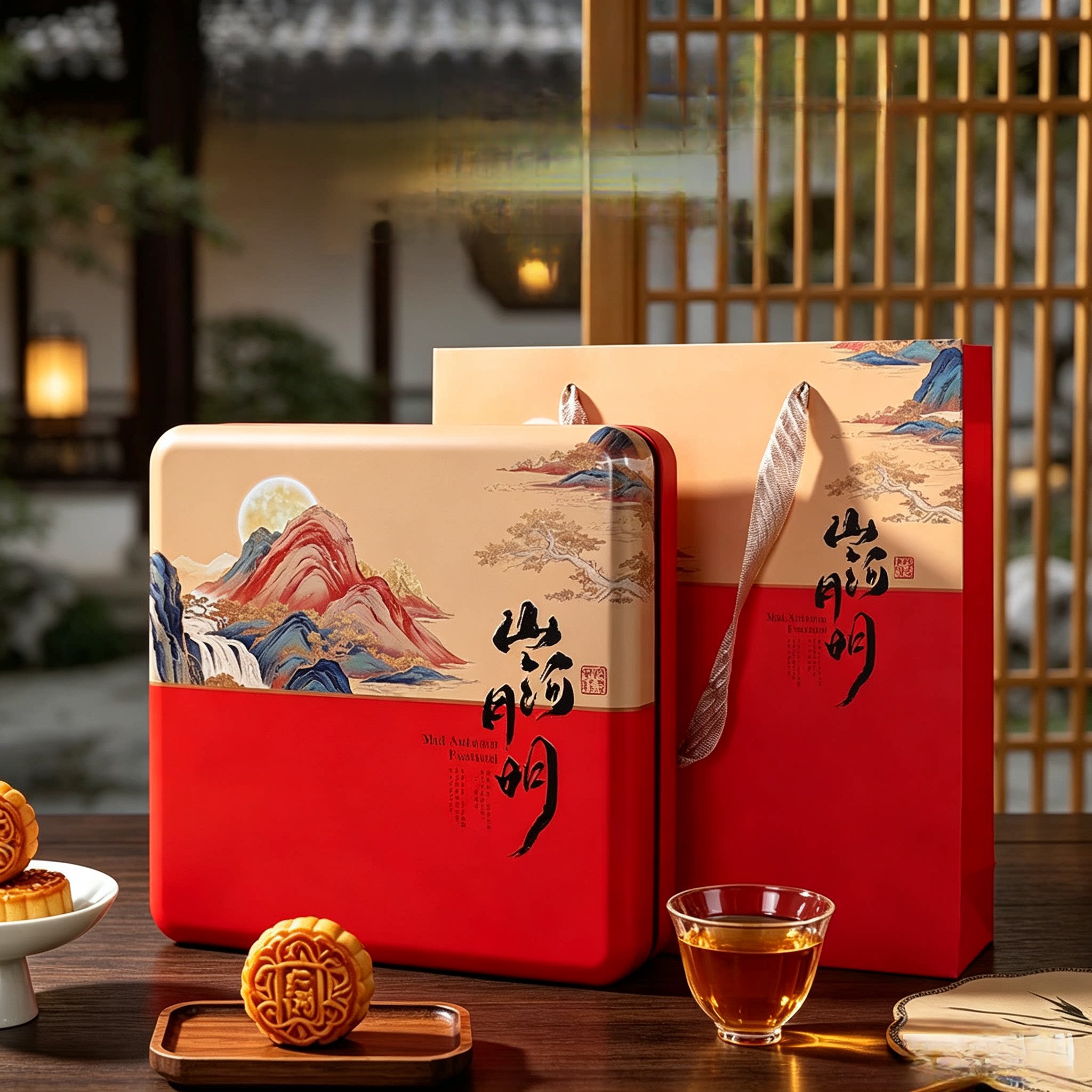 高档中式月饼包装盒铁盒4粒6粒