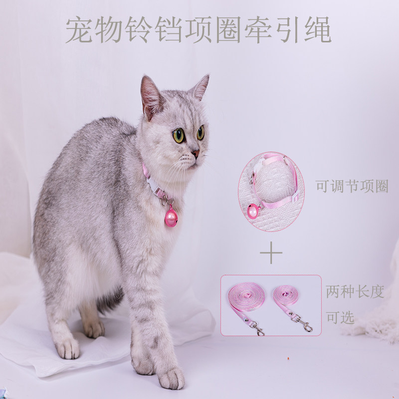 牵引绳铃铛项圈幼猫牵引绳遛猫绳