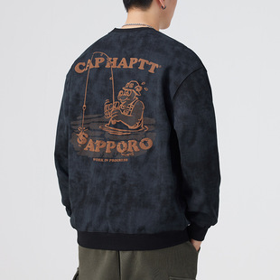 2024新款 男士 长袖 潮牌加绒卫衣男秋冬款 男装 衣服秋季 大码 圆领男款