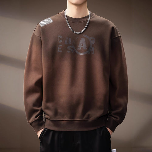 日系复古渐变做旧男卫衣