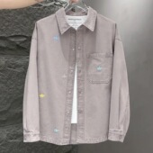 新款 衬衫 男士 百搭休闲男装 字母刺绣外套 牛仔衬衣夹克时尚 2025秋季