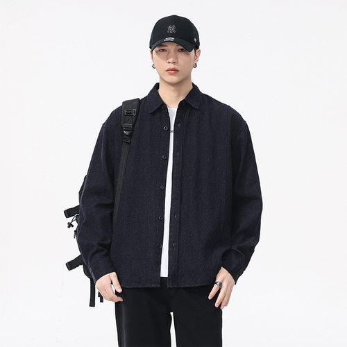 亚麻抗菌复古男衬衣春秋款