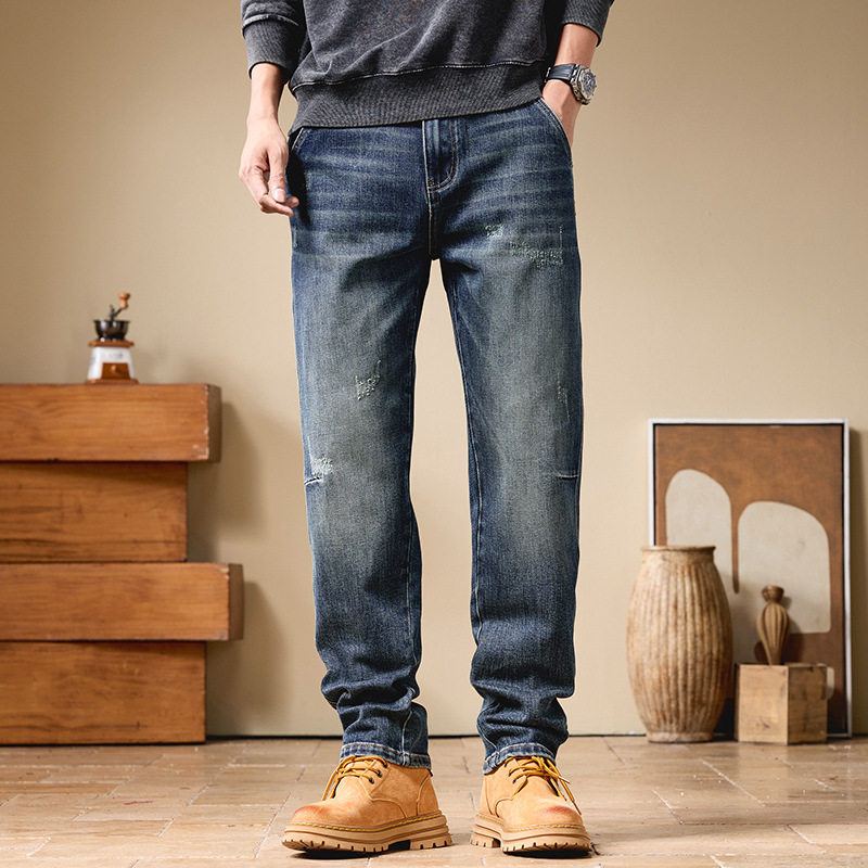 美式高街直筒宽松男阔腿牛仔裤