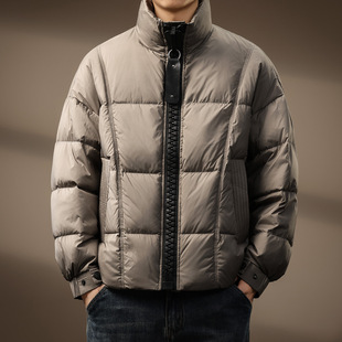 痞帅加厚设计保暖防寒外套 冬季 高端立领时尚 大拉链面包羽绒服男士