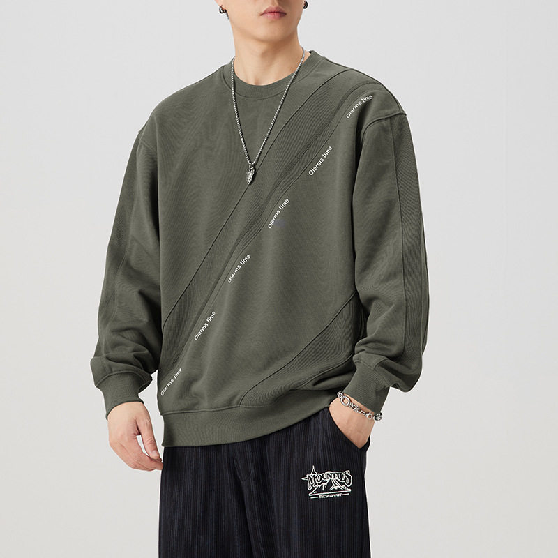 潮流拼接长袖卫衣男宽松款