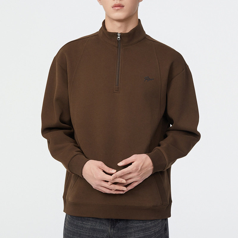 半高领拼接宽松男卫衣外套