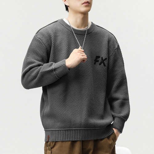 潮牌日系复古宽松针织毛衣男