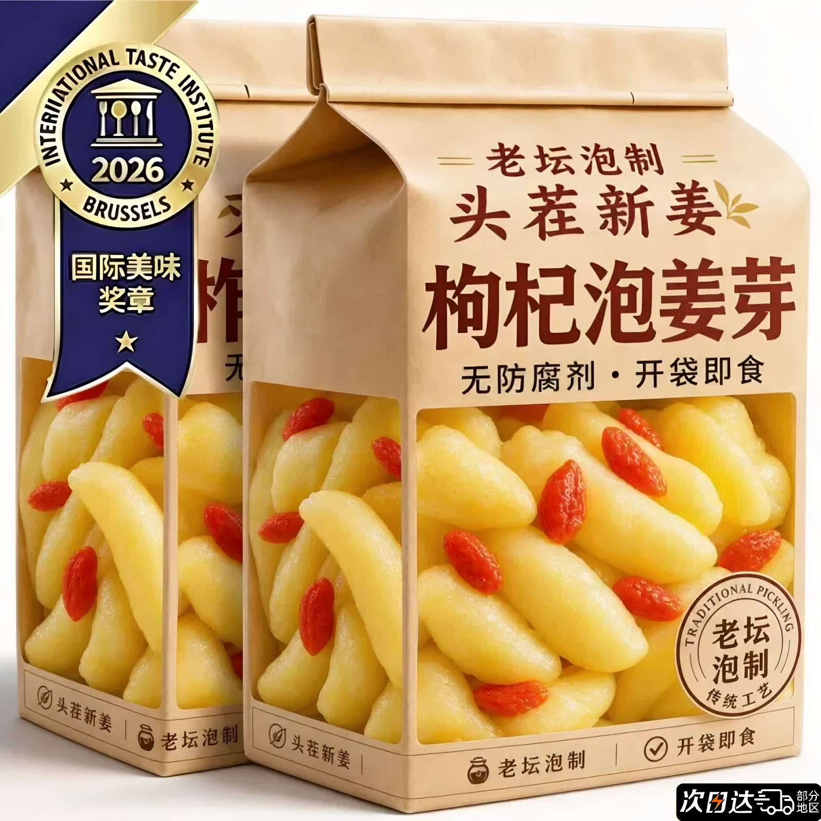 枸杞泡姜芽泡菜嫩姜芽新鲜酸甜开胃腌制泡菜糖醋嫩生姜片官方咸菜