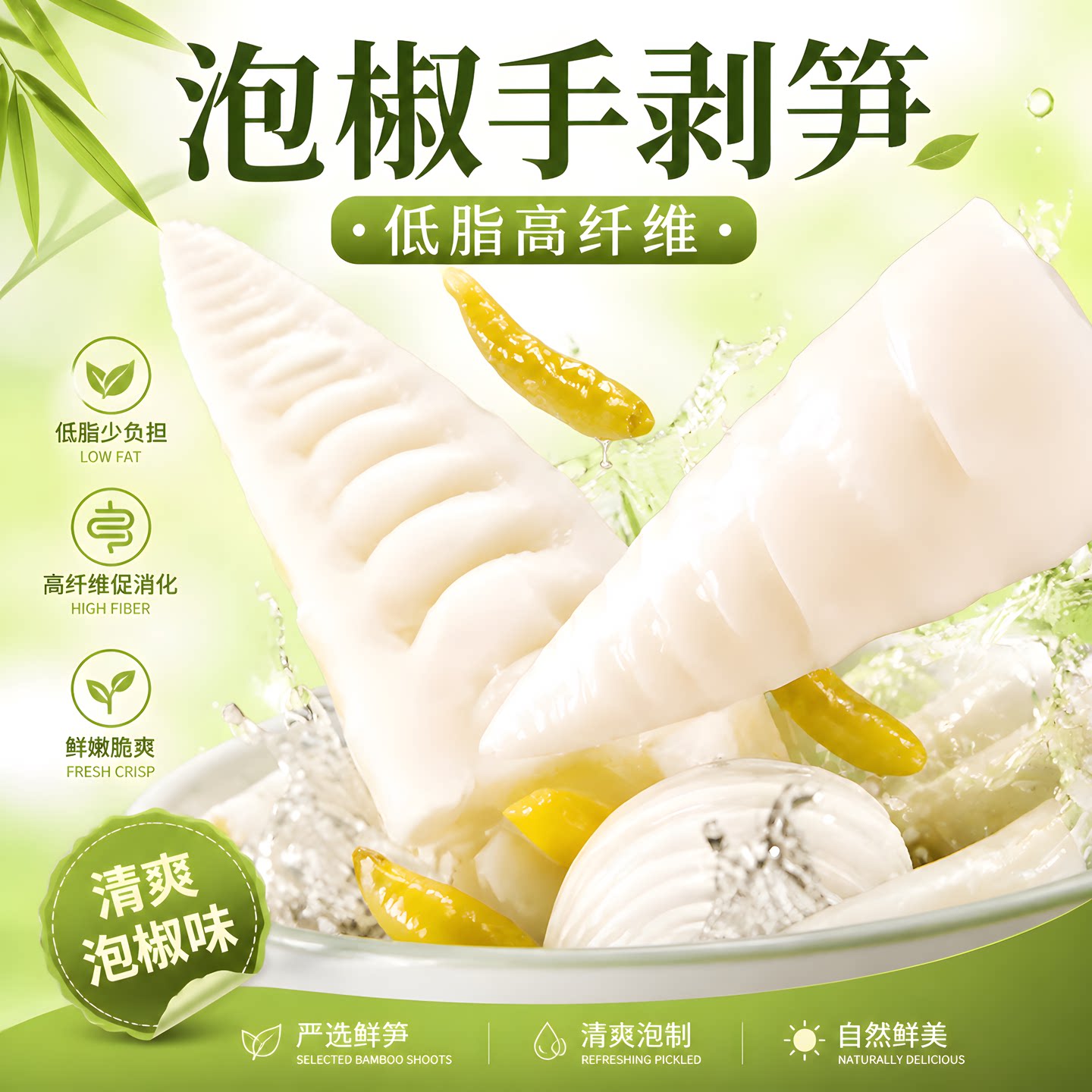 网红手剥脆嫩泡椒笋开袋即食