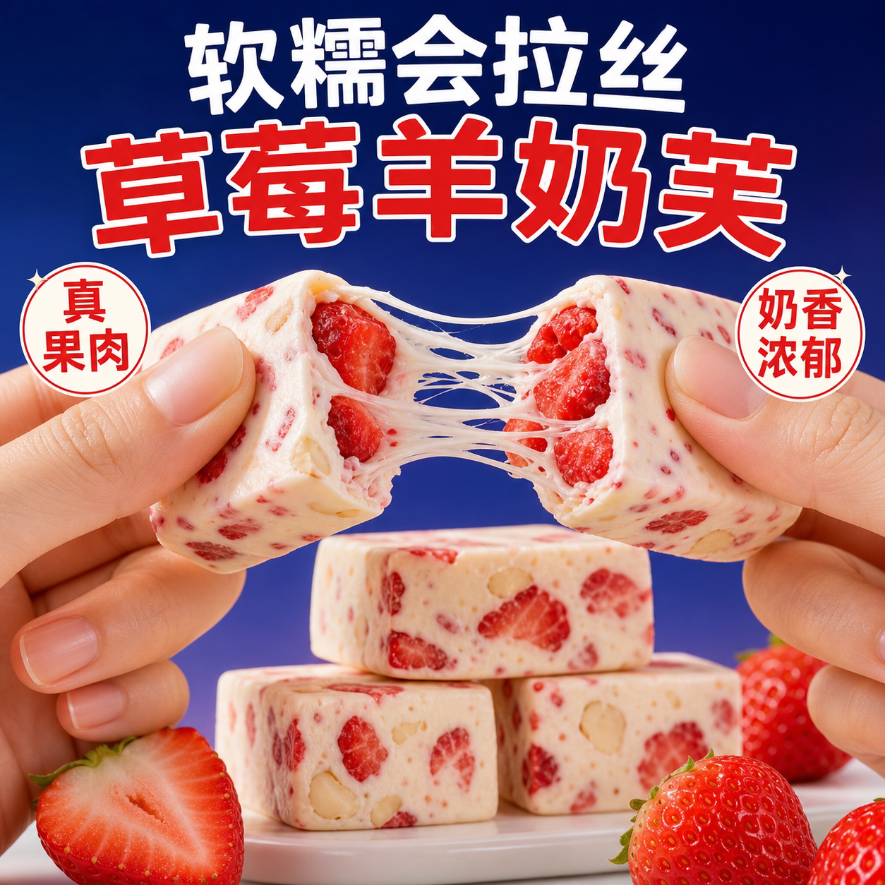 网红草莓蓝莓羊奶芙雪花酥小包装
