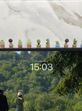 仿真绿植多肉仙人掌电视屏幕摆件植物盆栽工位桌面电脑显示器装饰