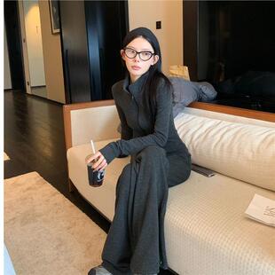 SUNONEONE 休闲慵懒运动套装女秋季新款韩系条纹立领卫衣一整套