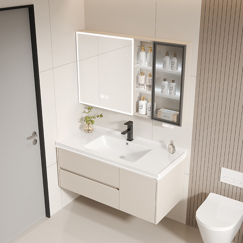 蜂窝铝奶油风抽屉浴室柜洗脸盆组合一体陶瓷盆卫生间洗手池洗漱台,家装主材,浴室柜组合,淘宝优惠券,粉丝福利购,淘宝优惠卷