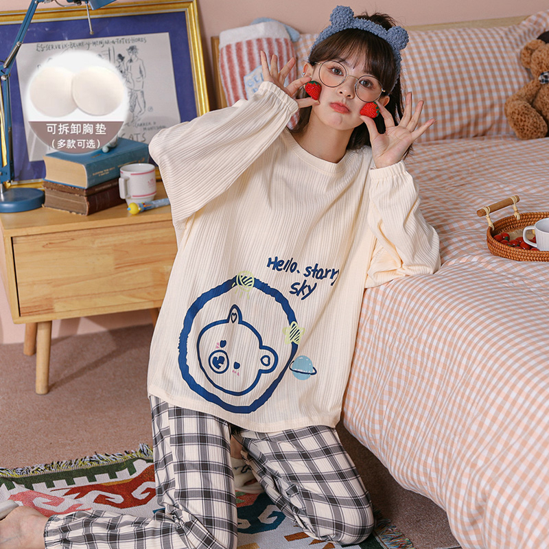 自带胸垫海绵可拆卸套头长袖长裤