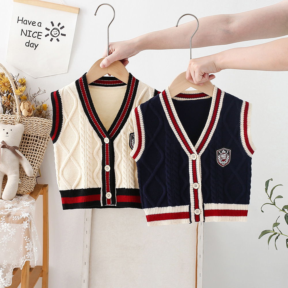 男童毛衣马甲开衫秋冬薄款