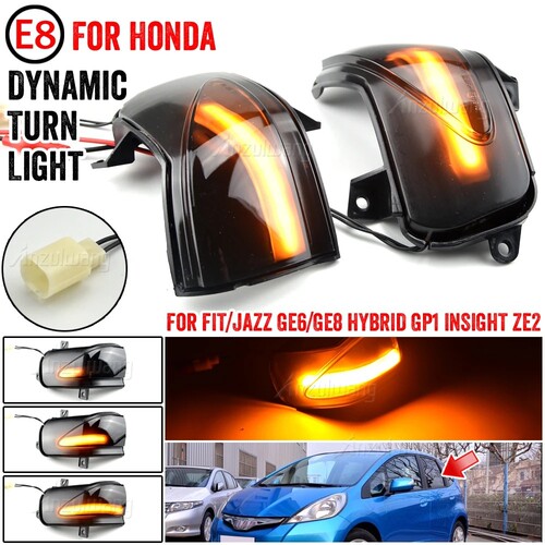 适用于本田HONDA JAZZ GE6 GE8 FIT2代2.5代後視鏡薰黑流水方向燈