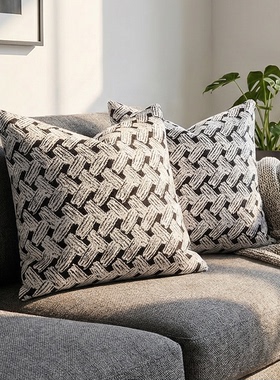 ELLALORA几何图案雪尼尔提花抱枕套简约风格沙发靠枕垫套WL230704