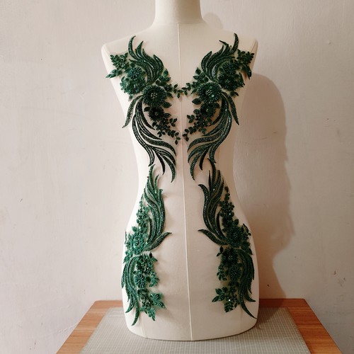 珠绣亮片对花布贴 新娘婚纱礼服刺绣花贴 DIY装饰辅料 新品上市