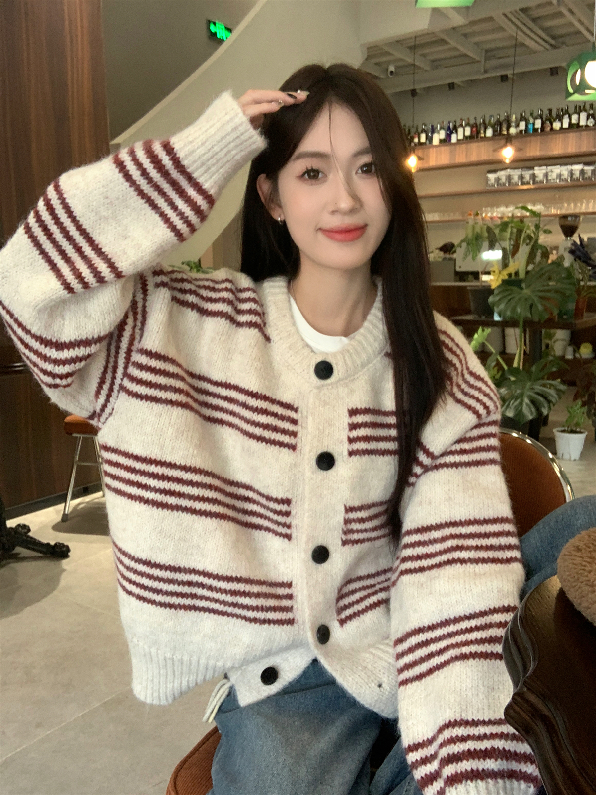 韩系慵懒风宽松毛衣外套女