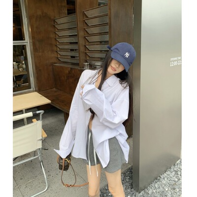 高级感法式白色衬衫外套女春夏季慵懒宽松休闲防晒长袖衬衣上衣