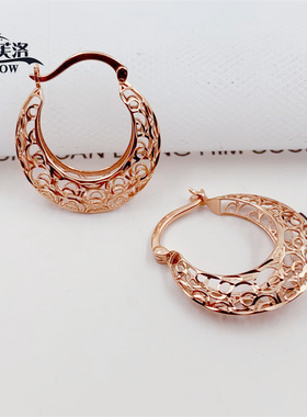 欧诗芙洛正品俄罗斯紫金Au585闪闪镂空耳环年货节特促销送礼爆闪