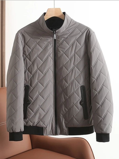 立领薄款 公司货 男士 桑蚕丝棉衣秋冬季 保暖棉服休闲夹克 内里夹棉