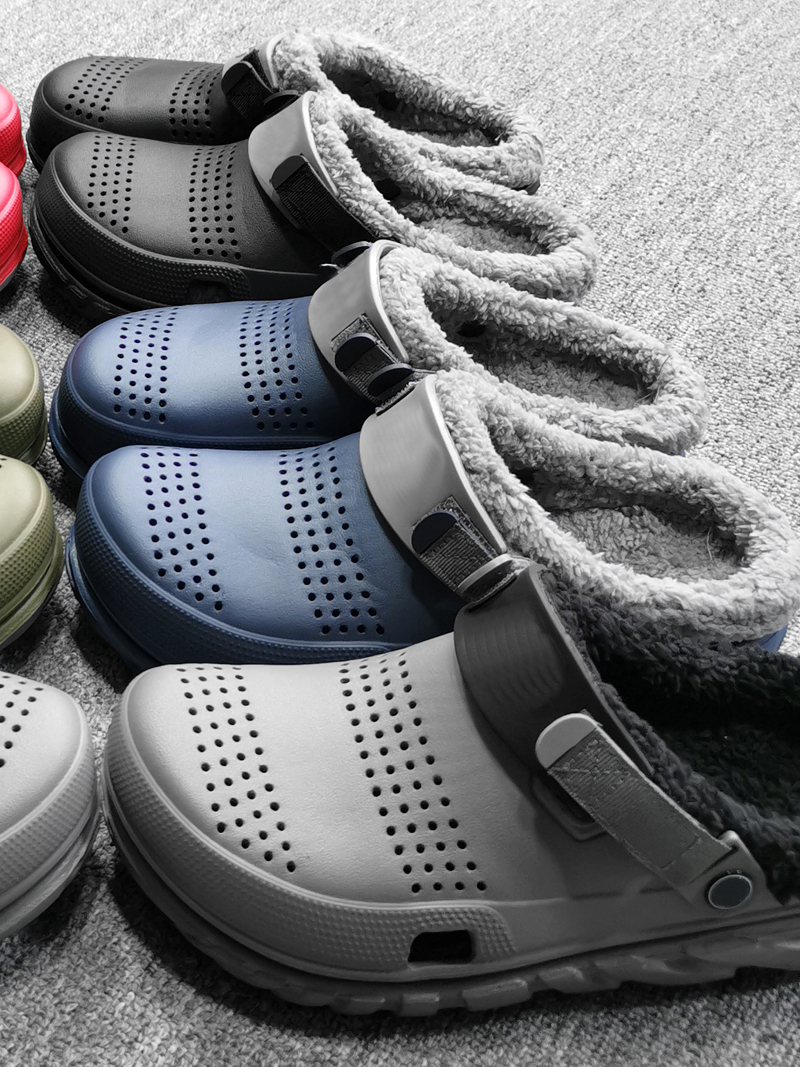 美单外贸 环保EVA轻便加绒保暖冬季男士家居洞洞鞋时尚休闲鞋拖鞋