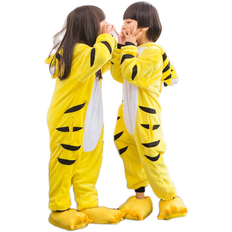 TIGER PAJAMAS CHILDRENS CUTE CARTOON ANIMALS ONE-PIECE LOUNGEWEAR BOYS GIRLS MIDDLE-AGED CHILDREN BABIES TODDLERS CREATIVE CUTE