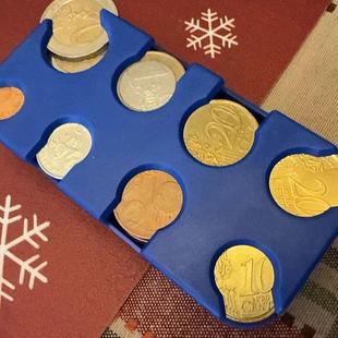 欧元硬币收纳盒坐公交地铁便携美元零钱收纳车载零钱硬币存储盒子