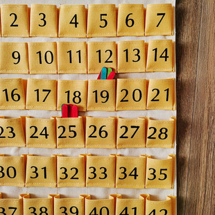 挂式喝水记录袋幼儿园卡通帆布可水洗插卡晨检袋准确记录喝水次数