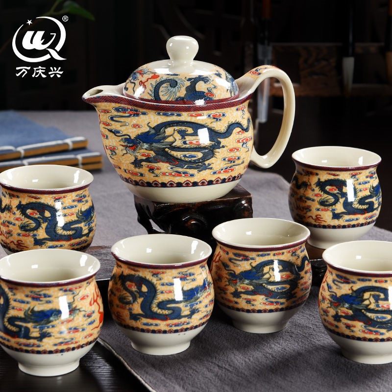 陶瓷整套功夫茶具 双层杯茶具隔热家用防烫茶具套装无茶盘,餐饮具,整套茶具,淘宝优惠券,粉丝福利购,淘宝优惠卷