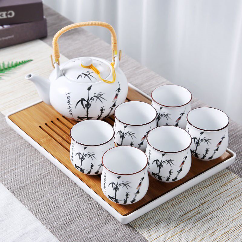 景德镇陶瓷茶具套装提梁壶家用中式整套功夫现代简约茶壶茶杯简约