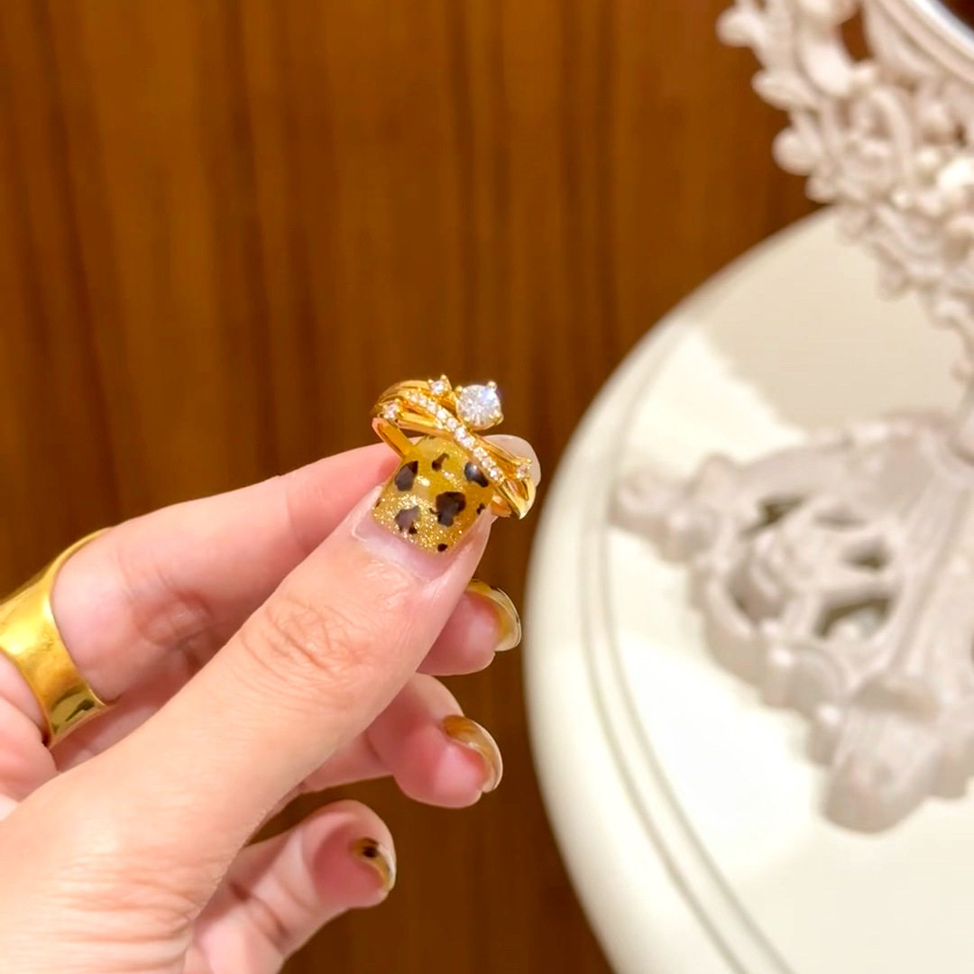 真金色强保色真金24K电镀轻奢精致金色微镶锆石闪耀星河戒指