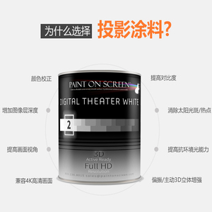 paintonscreen漆屏投影漆抗光影院涂料投影仪墙面家庭乳胶漆荧幕