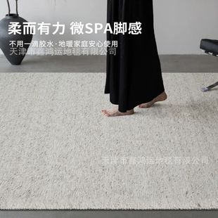印度无胶羊毛地毯客厅茶几毯极简轻奢高级纯色侘寂中古卧室床边毯